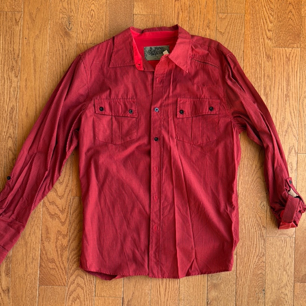 A Fine Mess Men's Red and Black Striped Shirt